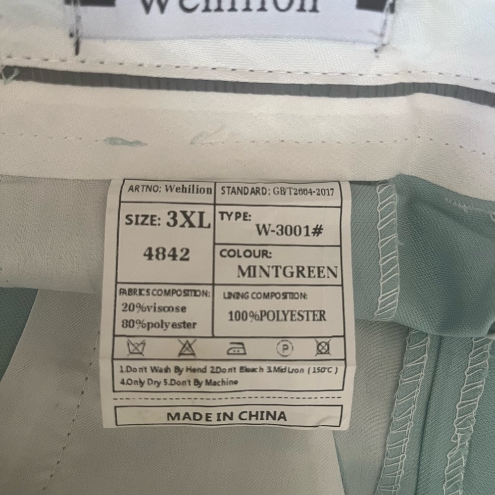 NWT Wehilion 4 Piece Suit Jacket Vest Pants with Tie, 2 Button Tuxedo Set sz 3XL - Picture 8 of 10